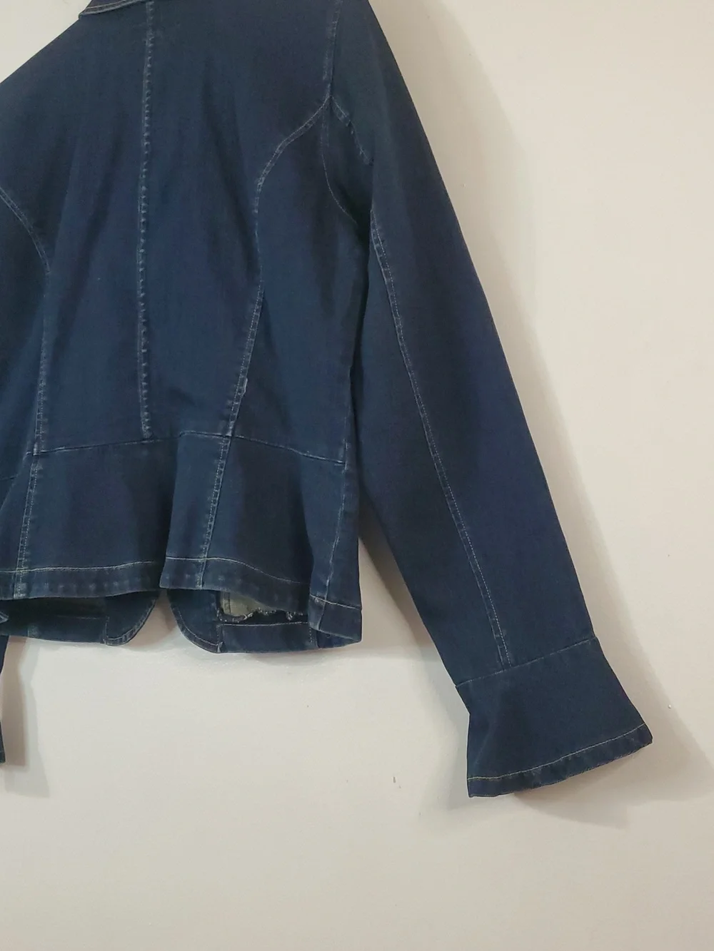 Lauren Ralph Lauren Peplum Denim Jacket Size 12 Dark Wash Spring Layering Preppy - Picture 9 of 13
